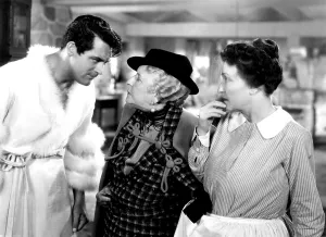 Bathrobe Prints: BRINGING UP BABY, Cary Grant, May Robson, Leona Roberts, 1938