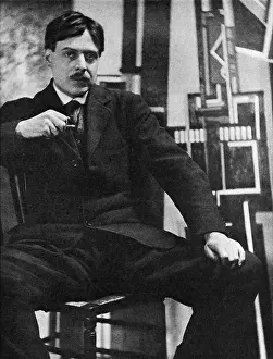 Cubist Prints: British author and artist Wyndham Lewis photographed by Alvin Langdon Coburn in London