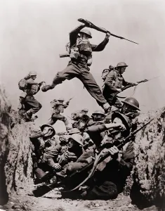 Jumping Prints: British Black Watch regiment in training in 1940