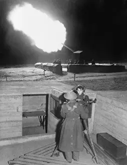 Barrel Flash Prints: British enlisted women, gunner girls at night action station in 1940-41