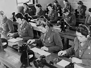 Morse Code Prints: British enlisted women learning Morse code in classroom