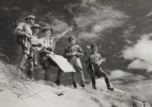 Shorts Prints: British military map-reading class under-going instruction in the Western Desert
