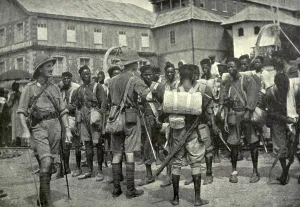 Colonial Troops Prints: British native troops embarking at Freetown