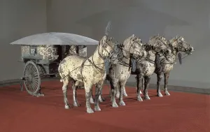 Shansi Prints: Bronze chariot drawn by four horses