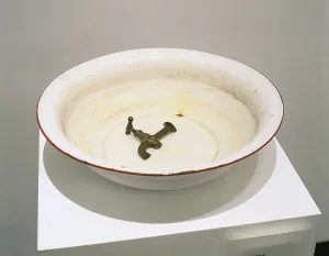 BROSSA, Joan (1919-1998). Object Poem. 1986. Porcelain washbasin, water and faucet. Sculpture. SPAIN. Barcelona. Raval (Chinese District). Museum of Contemporary Art of Barcelona