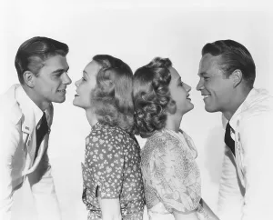Priscilla Prints: BROTHER RAT, from left: Ronald Reagan, Jane Wyman, Priscilla Lane, Wayne Morris, 1938