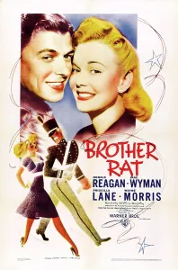 Reagan Prints: BROTHER RAT, from left: Ronald Reagan, Jane Wyman (1940s re-release poster), 1938
