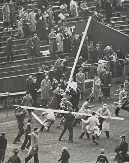 Students Prints: Brown University students tear down the goal posts in celebration of a 7-6 win over Columbia