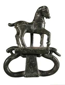 Buckle reins with a horse figure. Iberian art. Sculpture on bronze. SPAIN. Madrid. National Museum of Archaeology. - Iberfoto/Everett Collection (228126)**US SALES ONLY**