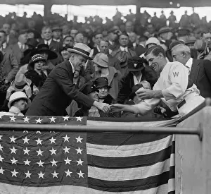 Calvin Prints: Bucky Harris presents President Calvin Coolidge with baseball used to open the 1924 World Series