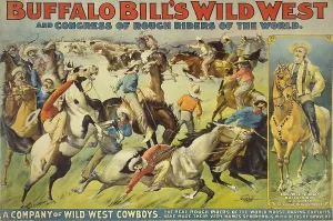 Cody Prints: Buffalo Bill's Wild West Show poster showing cowboys rounding up cattle