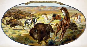 November Prints: Buffalo hunt. Chromolithograph ca. 1906