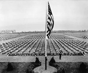 Lcgr1406 Prints: A bugler plays Taps on Memorial Day at Margraten Cemetery