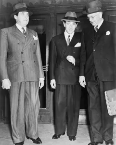Benny Prints: Bugsy Siegel center with his lawyers Jerry Giesler left