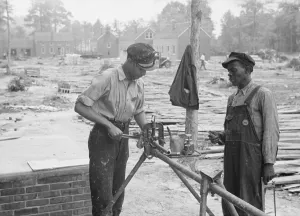 Planned Communities Prints: Builders at Newport News Homesteads, Virginia, Sept. 1936