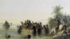 Lcgrart Prints: BULL BOATING, 1858-1860, by Alfred Jacob Miller