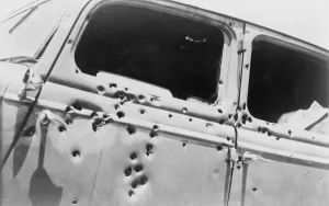 Clyde Prints: The bullet riddled car in which bank robbers Bonnie and Clyde died at the hands of Texas Rangers