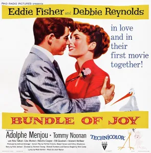 Rose Prints: BUNDLE OF JOY, l-r: Eddie Fisher, Debbie Reynolds on poster art, 1956