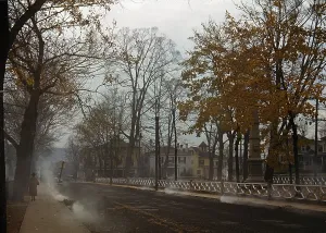 Jack Delano Prints: Burning the Autumn leaves in Norwich