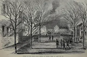 Armies Prints: Burning of the United States Arsenal at Harper's Ferry