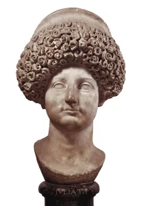 Bust of Julia T. F. Bust of Julia T.F. Roman art. Sculpture. Mrble. Roman art. Sculpture on marble. ITALY. Florence. Galleria degli Uffizi (Uffizi Gallery)