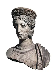 4th C Prints: Bust of a Woman. 4th c. BC. Polychromatic terracotta
