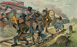 Carl Prints: BUSTED, PUCK Magazine cartoon showing William Jennings Bryan walking away from Washington DC