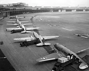 Air Force Prints: C-47s unloading at Tempelhof Airport during the Berlin Airlift