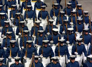 Dress Uniforms Prints: Cadets march in formation during a ceremony at the US Air Force Academy