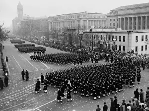 Lcgr1412 Prints: Cadets from the U.S. Navel Academy marching in Eisenhower's Inaugural Parade on Pennsylvania Avenue