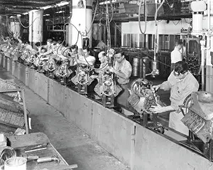 Automobile Prints: Cadillac assembly line, at their car manufacturing plant