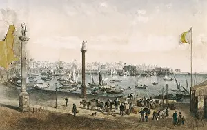 Carts Prints: CAdiz: the city and the harbour in 19th c