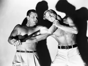 Images Dated 26th June 2015: CAGED FURY, from left, Buster Crabbe, Richard Denning, 1948