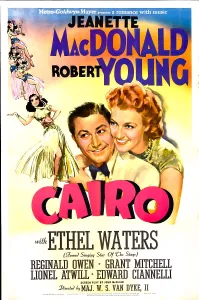 Embracing Prints: CAIRO, US poster, Robert Young, Jeanette MacDonald, 1942