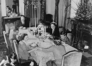 Lcgr1409 Prints: California Governor Earl Warren's family has dinner at the State Executive Mansion in Sacramento