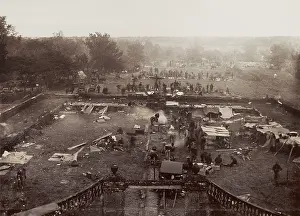 Lcgr1706 Prints: California and Idaho troops in churchyard at San Pedro Macati, in Pasig, March 14-15, 1899