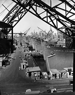 Port Prints: California Shipbuilding Corp. yard filled with nearly completed victory ships