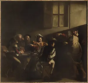 Square Image Prints: The Calling of St Matthew, by Michelangelo Merisi known as Caravaggio