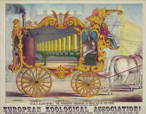 Performer Prints: A calliope, or steam organ, produces sound by sending steam through whistles developed for locomotives