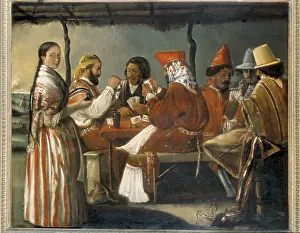Dusk Prints: CAMAnA, Juan L. (1795 - 1877). Soldiers playing cards