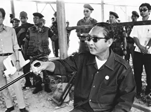 Cambodia Prints: Cambodian Prime Minister Lon Nol at a press conference in Phnom Penh