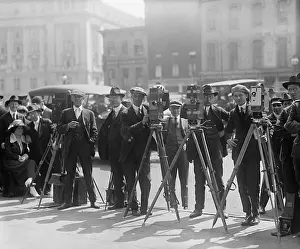 Filming Prints: Cameramen in Washington, D.C. waiting to shoot motion pictures for the newsreels