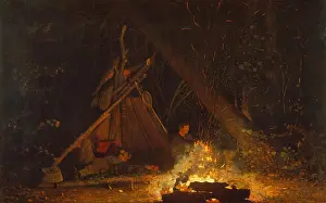 Orange Prints: CAMP FIRE, by Winslow Homer, 1880