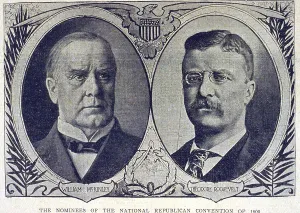 Images Dated 8th May 2008: Campaign portraits of William McKinley and Theodore Roosevelt
