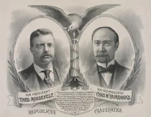 Images Dated 21st November 2007: Campaign poster of the 1904 Republican candidates for President