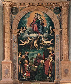 Altarpiece Prints: Campi Giulio, Glorified Madonna with the Donors Francesco Sforza and Bianca Maria Visconti (The Sforza Altarpiece)