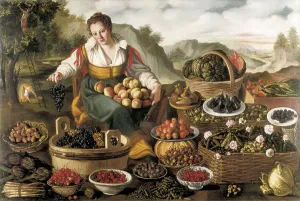 1580 Prints: CAMPI, Vincenzo (1536-1591). The Fruit Seller