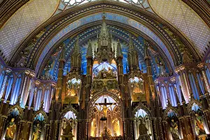 Gothic Revival Prints: CANADA. Montreal. Inside of Notre-Dame Basilica (Basilique Notre-Dame de Montreal)