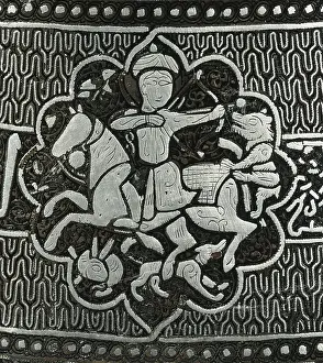 13th C Prints: Candelabrum. 13th c. Detail with a hunting scene