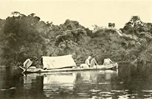 Rowing Prints: Canoe rigged with a cover under which sick Colonel Roosevelt travelled